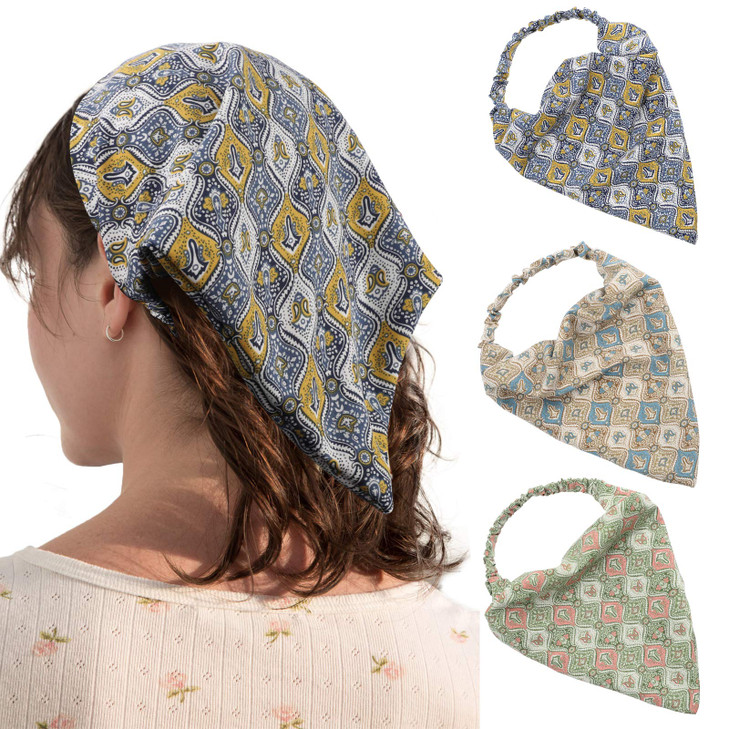 HAIMEIKANG 3 Pieces Floral Elastic Hair Scarf Headband Chiffon Head Kerchief Hairband Head Scarf Hair Bandanas with Hair
