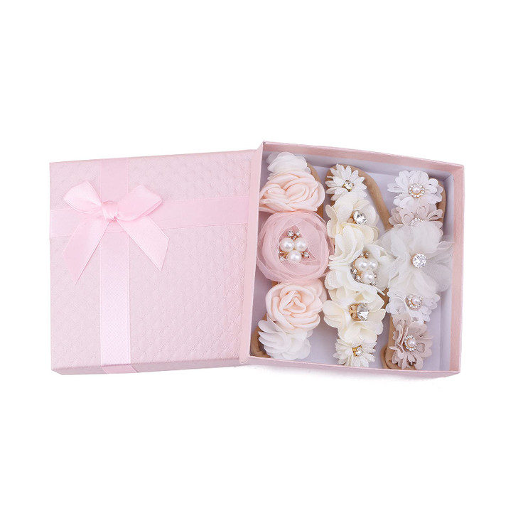 BFNAAgirl Baby Girl Headbands Nylon Flower Elastic Hairbands 3pcs Hair Accessories Gift for Newborn Infant Toddlers