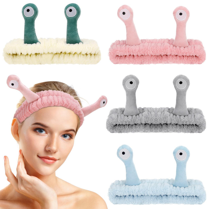 DragonflyDreams 4 Packs Snail Head Bands Headband for Washing Face Snail Spa Hair Bands Skincare Makeup Headbands Women