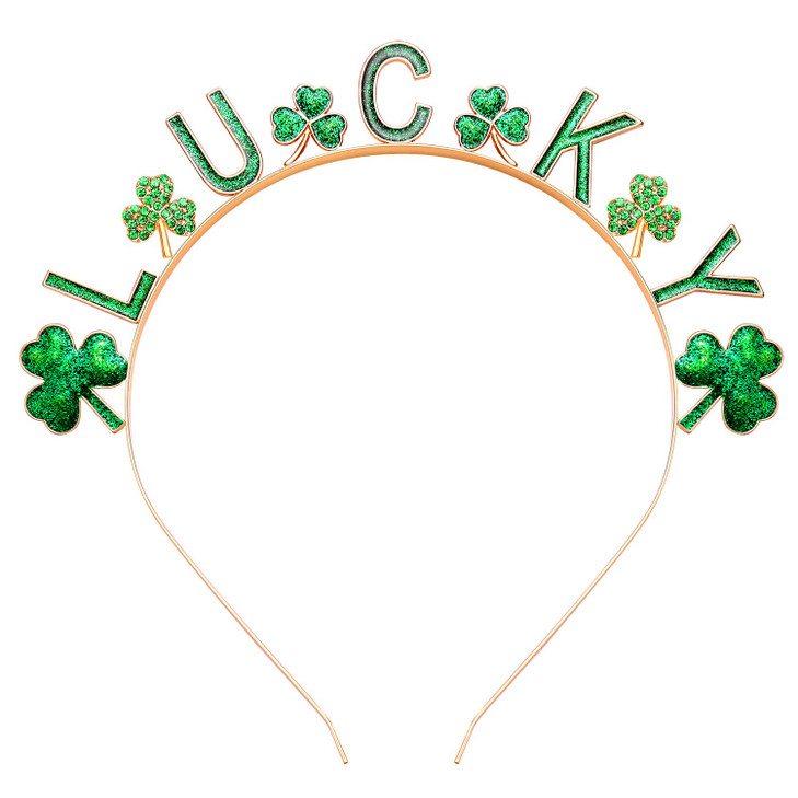 PHALIN St Patricks Day Headbands for Women Glitter Enamel Shamrock Hairband Letter LUCKY IRISH Headpiece Party Favors St