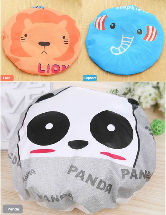 IXIAOPET Cute Cartoon Waterproof Elastic Shower Cap Bath Cap,Pack of 3 Pcs(Panda+Elephant+Lion) online at globaldelivered