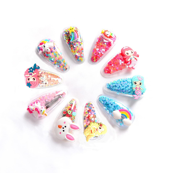 TANLOMY Sparkle Girl Hair Clips 10 Pieces Barrettes Kit for Toddler Girls Glitter Hair Pin Kids Hair Accessories Gift Se