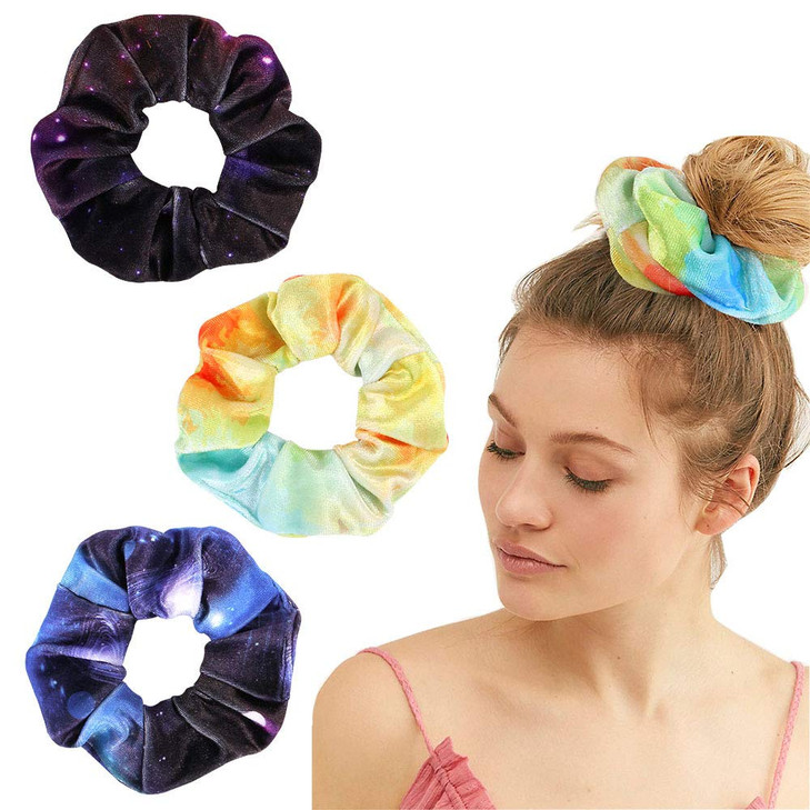Gradient scrunchies Premium Velvet Macaron Theme Hair Scrunchies Tie Bobbles Rainbow Hair Bands Scrunchy Hair Tie Ropes