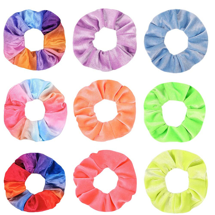 9 PCS Premium Velvet Macaron Theme Hair Scrunchies Tie Bobbles Rainbow Hair Bands Scrunchy Hair Tie Ropes Lce Cream Colo