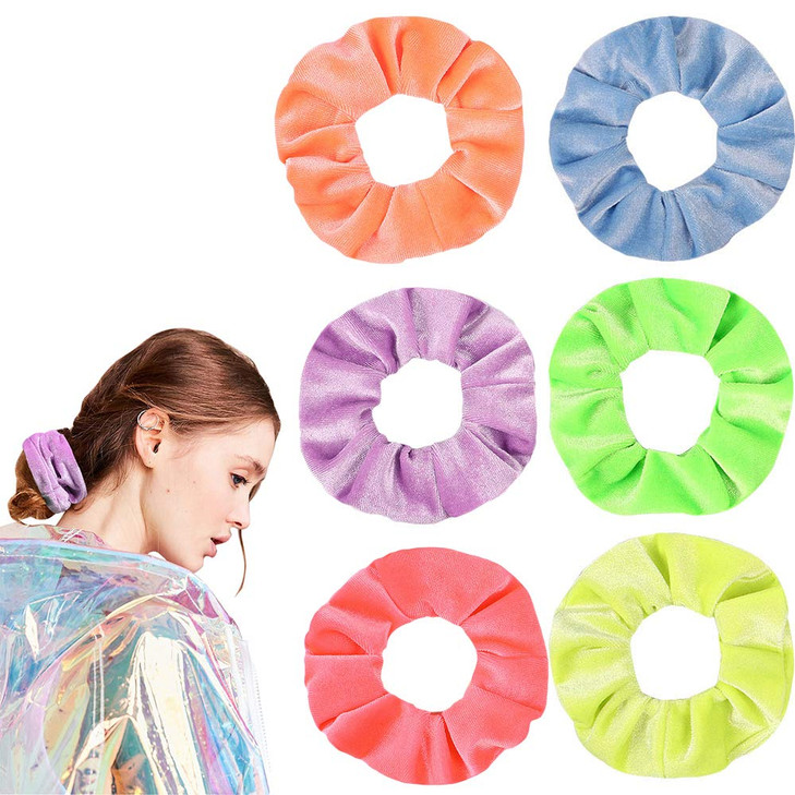 6 PCS Premium Velvet Macaron Theme Hair Scrunchies Tie Bobbles Rainbow Hair Bands Scrunchy Hair Tie Ropes Lce Cream Colo