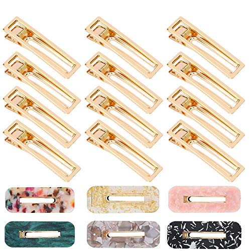 Gukasxi 30pcs Alligator Hair Clips Barrettes Metal Hollow Hair Clip for Silicone Mold Making Pearl Acrylic Resin Hair Pi
