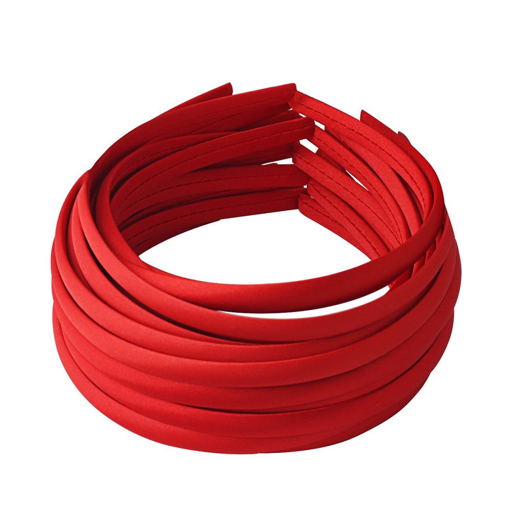 Candygirl Girls DIY Satin Covered Headbands for Women Thin Plastic Red Head Bands for crafts Valentines Christmas Gift