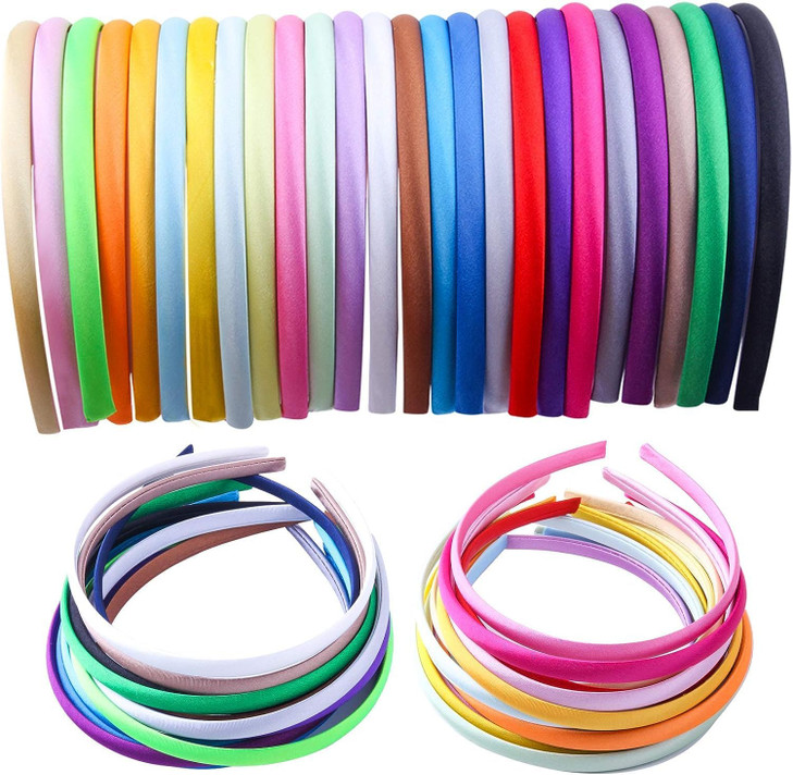 Candygirl HeadBands for GirlsDIY Satin Covered Girls Headbands1cm Width Craft Headbands for Daily and Party26pcs Per Pac