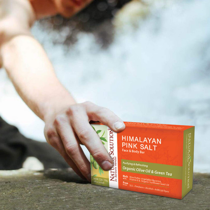 Natural Solution Himalayan Pink Salt Body Soap Bar - Moisturizing and Hydrating with Olive Oil and Green Tea, Gentle Cleanser for All Skin Types, 1 P online at globaldelivered