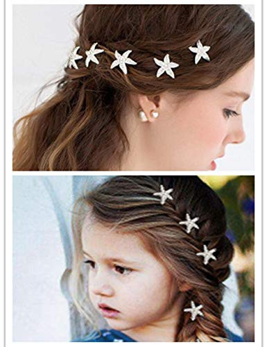 BERYUAN trendy Hairpin Starfish Hair Jewelry Star Rhinestone bobby pin Bridal Hair Pin barrette hair clip Crystal Headpi