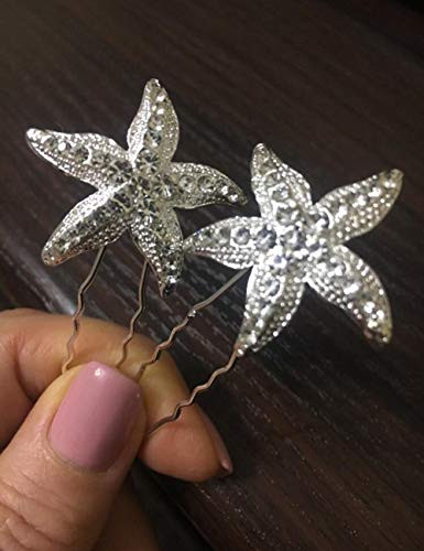 BERYUAN trendy Hairpin Starfish Hair Jewelry Star Rhinestone bobby pin Bridal Hair Pin barrette hair clip Crystal Headpi