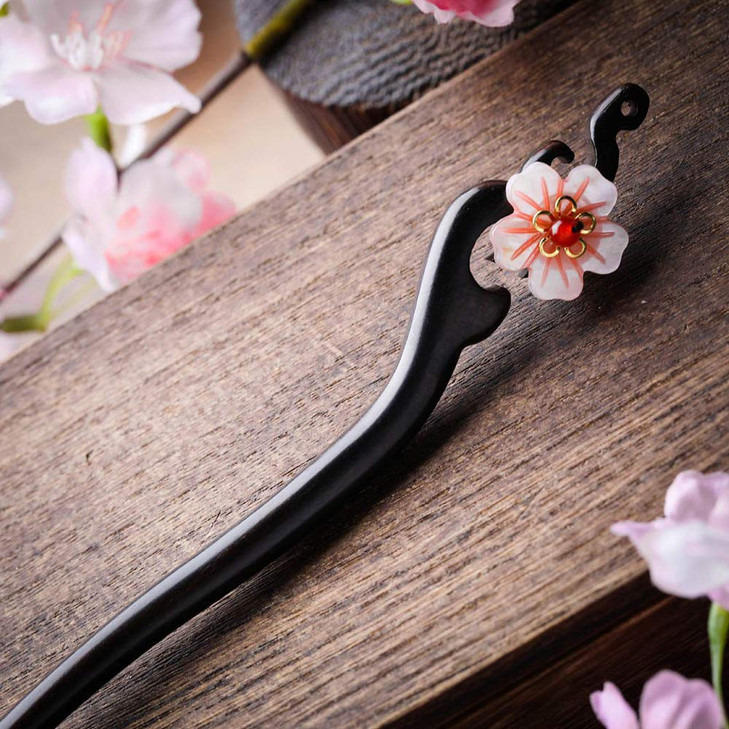 Women Girls Hair Stick Wooden Handmade Hair AccessoriesChinese Retro Hairpins Flower Decor Model B