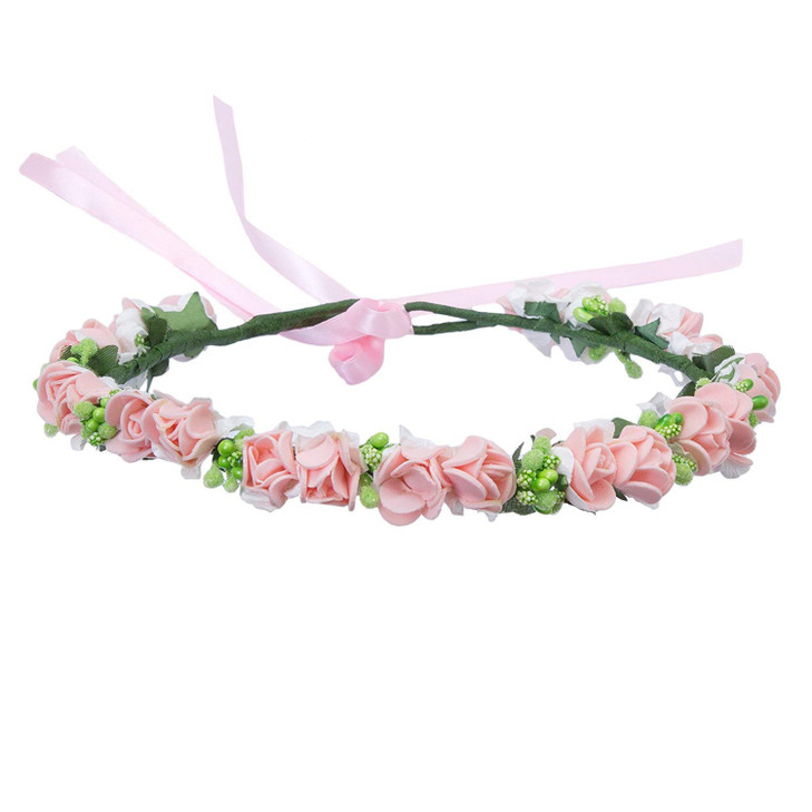 Onwon Multicolor Rose Flower Wreath Headband Floral Crown Garland Halo Hair Band for Wedding Festivals Photography Trave