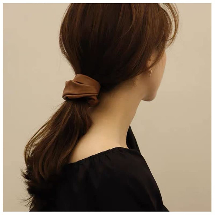 Big Leather Scrunchies for Thick Hair Rubber Bands No Damage Soft Hair Ties Accessories for Women Girls Elastic Leather