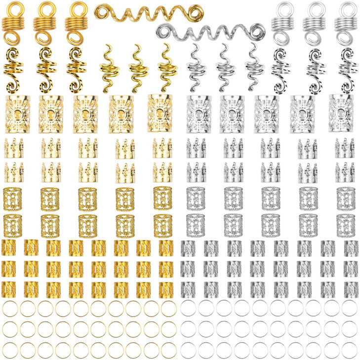 180 Pieces Dreadlock Hair Accessories Celtic Loc Jewelry Hair Cuffs for Braids Alloy Spiral Coil Hair Clips Dreadlocks B