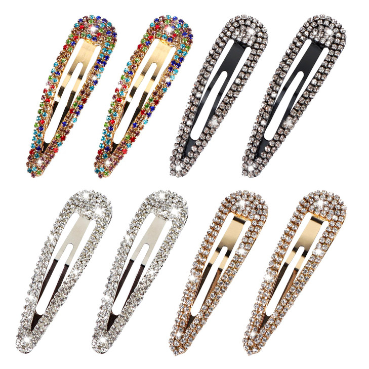 LOSANJI 8PCS Rhinestone Hair Clips Water Drop Crystal Hair Barrettes Bling Metal Snap Duckbill Hairpins Sparkle Hair pin