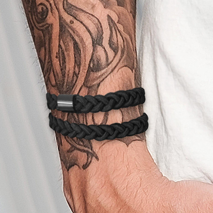 HAVHAF Braided Mens Hair Ties For Men For Buns Curly Thick Dense Hair Elastic Hair Ties For Guys No damage Crease Breaka