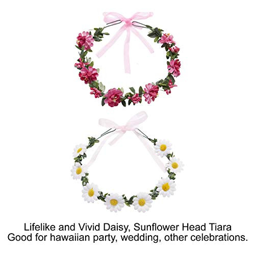 Lawie 8 Pack Boho Flower Crowns Floral Wreath With Ribbon Halo Headbands Garland Wedding Bridal Bridesmaid Headpiece Tia