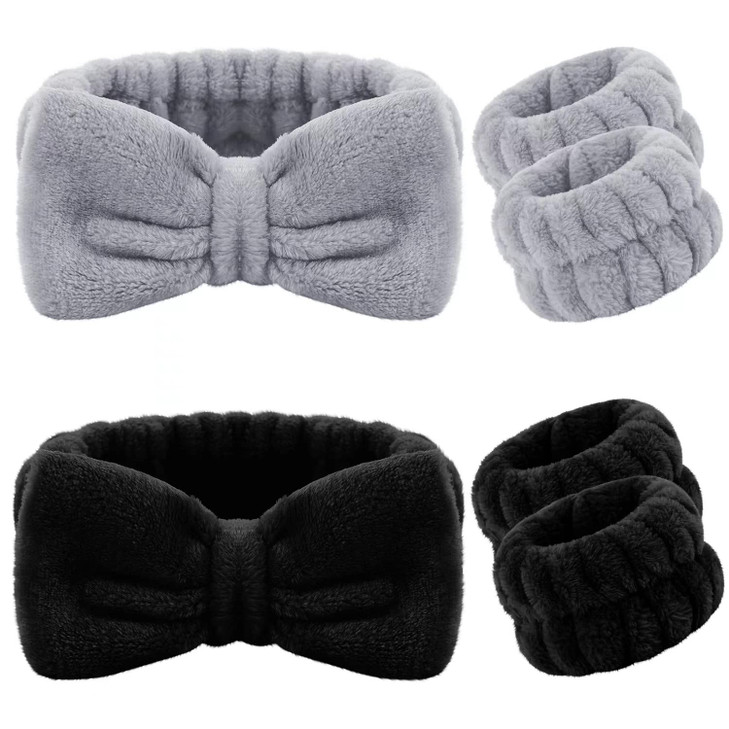 6 Pieces Spa Headband Wrist Washband Scrunchies Cuffs for Washing Face Towel Wristbands Hair Headband Face Wash Wristban