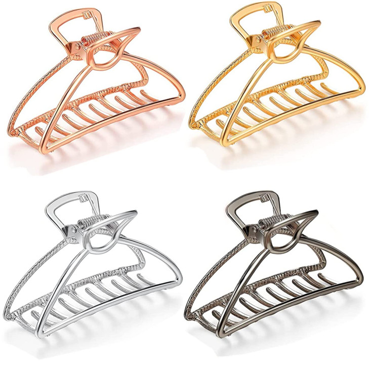 4 Pieces Metal Hair Claw Clips Set 3 Inches Large Size Hair Catch Barrette Jaw Clamp Half Bun Hairpins for Women Hair Ac
