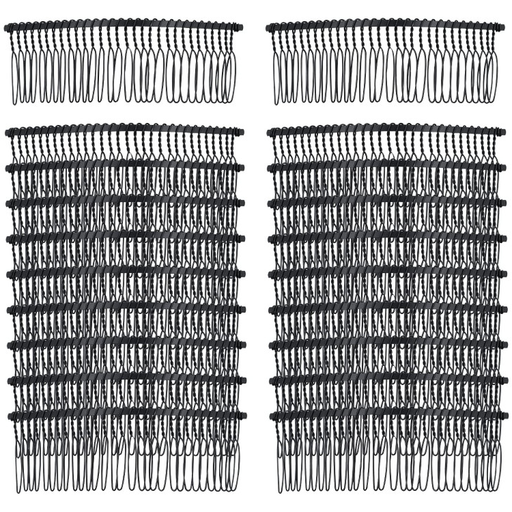 Lawie 20 Pack Bulk 30 Teeth Large Wide Black Metal Side Hair Combs Base Wire Twist Hair Comb Clips Wedding Bridal Veil C