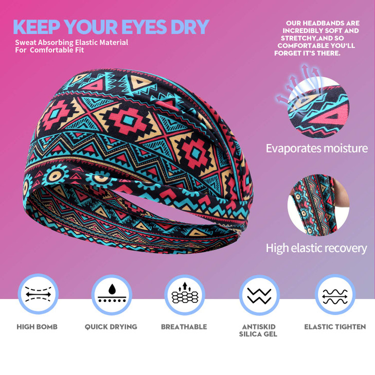 SHUCHNOYE Boho Headbands for Women Yoga Workout Head Bands Wide Headband Hair Band 8 Pack