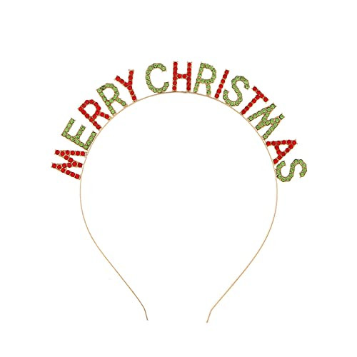 Soochat Merry Christmas Rhinestone Headbands Xmas Crystal Hair Hoops Christmas Party Headdress Hair Accessory for Women