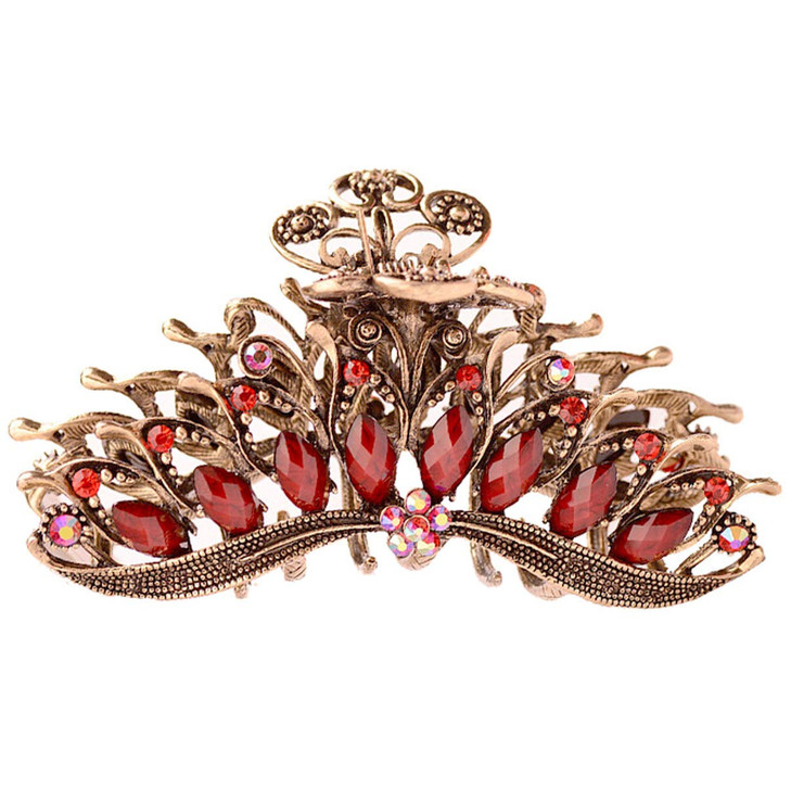 Numblartd Women Girls Fashion Retro Large Size Imitation Turquoise Rhinestone Fancy Hair Claw Jaw Clips Pins Vintage Chi
