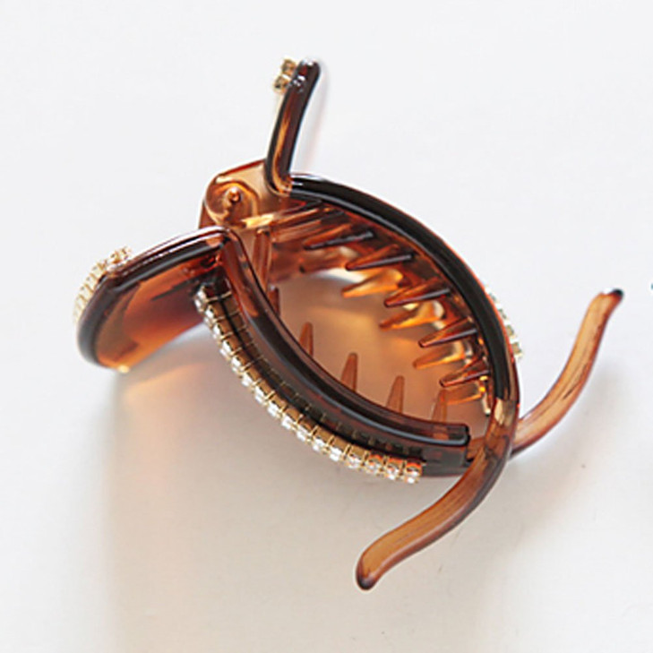 Meilliwish Sparkling Crystal Wedding Women Hair Clip Claw 1 PCSXA16Brown