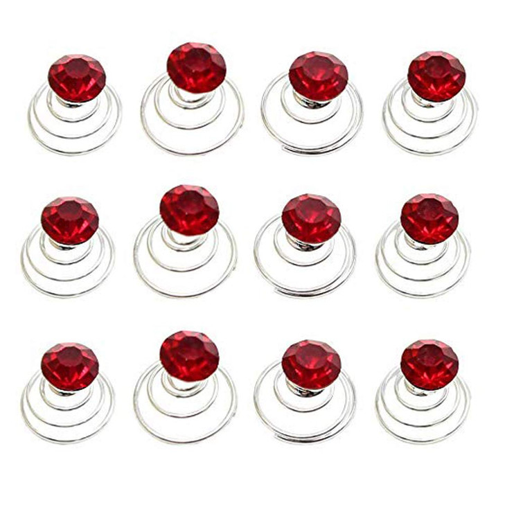 canjoyn 24 Pcs Bridal Gem Spin Hair Pins Swirl Hair Twists Coils Wedding Spiral Twist Hairpins Shiny Rhinestone Crystal
