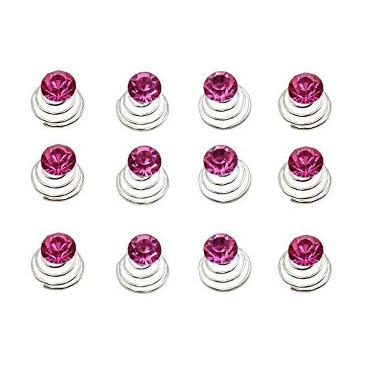 canjoyn 24 Pcs Bridal Gem Spin Hair Pins Swirl Hair Twists Coils Wedding Spiral Twist Hairpins Shiny Rhinestone Crystal
