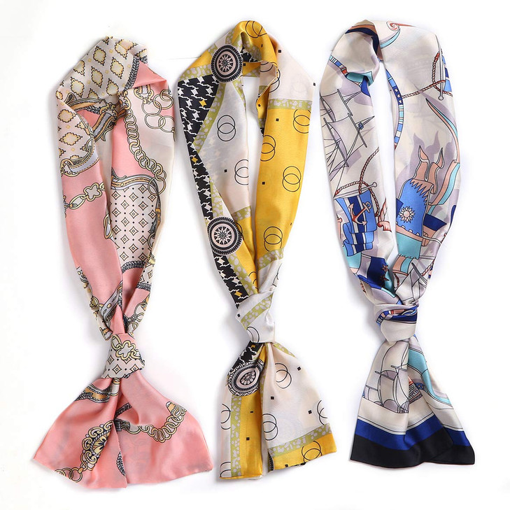 Leeven 3 Pieces Satin Edge Laying Scarf for Lace Wigs Non Slip Printed Headband Scarf for Hair Wrapping At Night 57x55 S