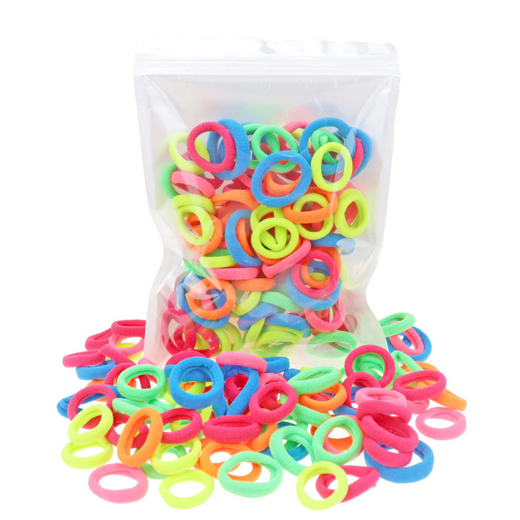 100 Pack Neon color Nylon Small Hair Ties Baby Girls Ponytail Holder
