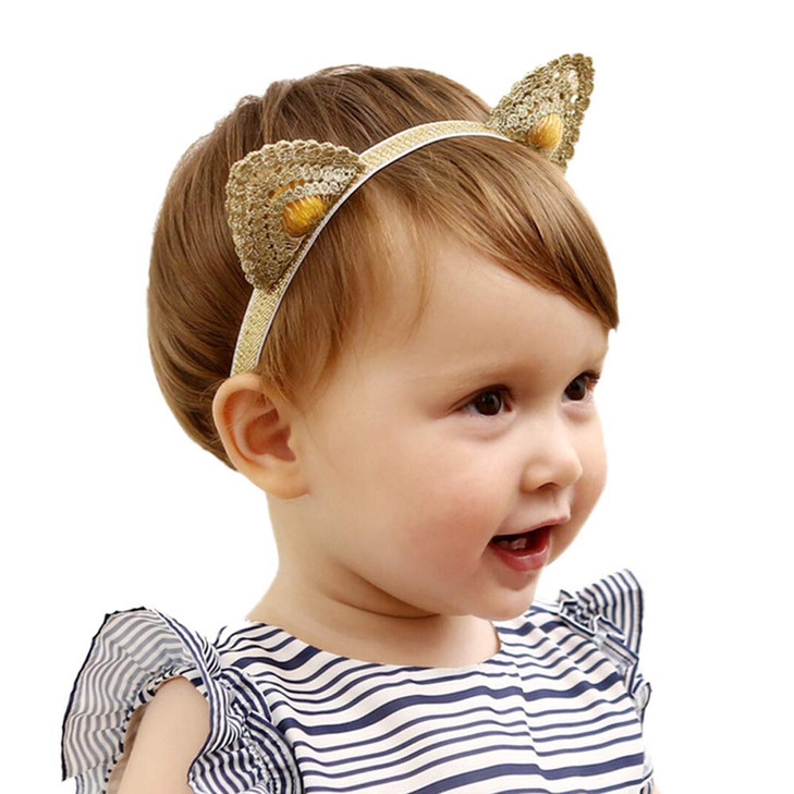 Holy KT 100 Handmade Hand Embroidery Lace Cat Ears Girl Headbands Cute Ears Elastic Hair Clip Hair Accessories