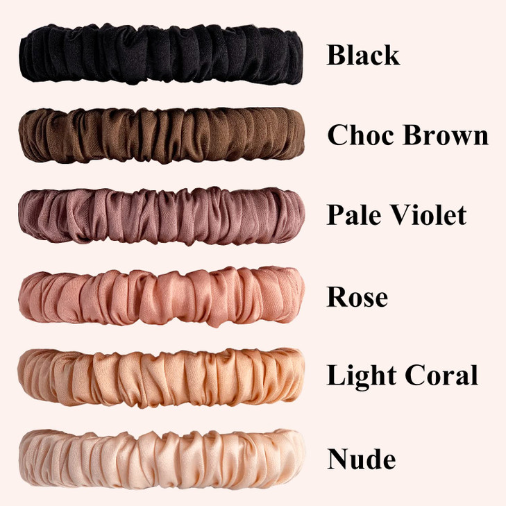 VLOMOT 6 Pcs Set 100 Pure Mulberry Silk Hair Scrunchies Silk Hair Ties with 6 Chic Colors Everyday Skinny Scrunchies Sil