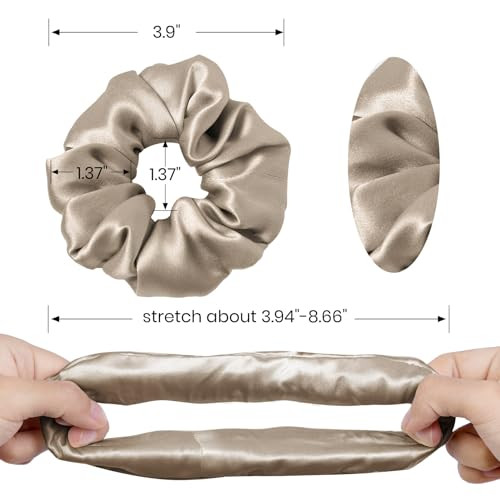 LILYSILK Silk Hair Scrunchies Ties for Frizz Breakage Prevention 100 Mulberry No Damage Elastic ponytail Holders 1Pc Cof