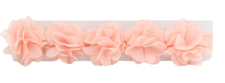 Asufegucd Baby Toddler Elastic Chiffon Flower Headbands Princess Girls Hand Sewing Beads Flower Headwear Nylon QJ11 Whit