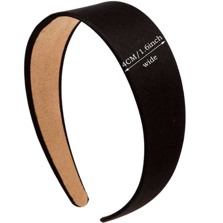 LONEEDY 6 Hard Headbands 16 Inch4CM Wide Nonslip Ribbon Hairband for Women Black