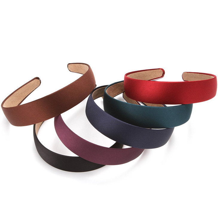 LONEEDY 6 Hard Headbands 1 Inch Wide Nonslip Ribbon Hairband for Women 6 PCS Deep Color
