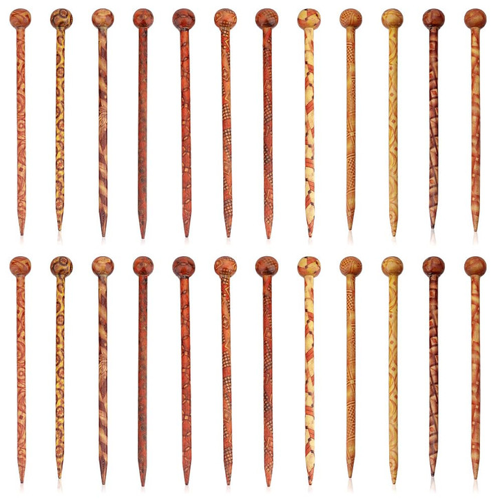 PH PandaHall 24pcs Vintage Wood Hair Pin 12 Styles Retro Hair Sticks 5 Printed Wood Hairpin Chopsticks Long Hair Fork fo