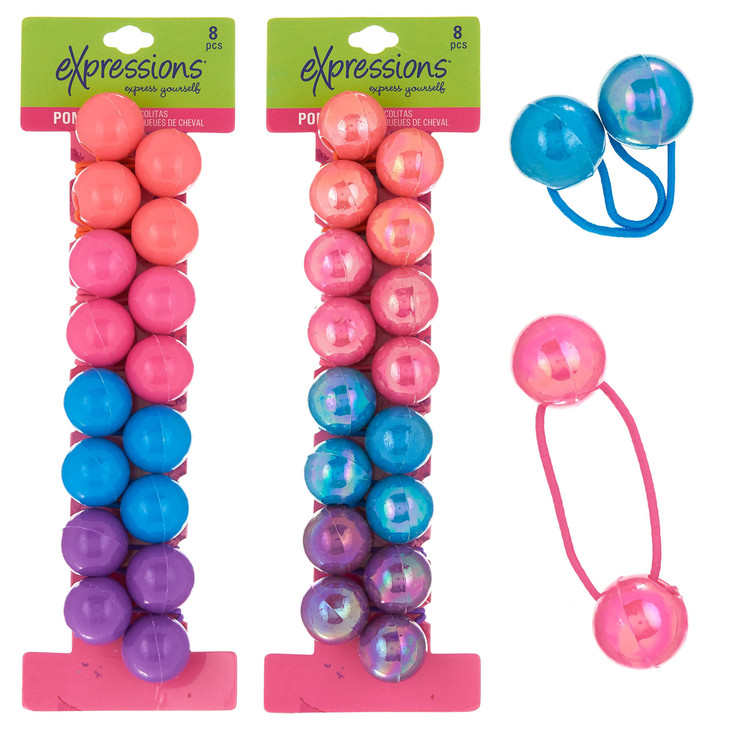 Expressions 16 PC Ponytail Balls Hair Elastics Collection Brightly Colored Ponytail Balls For Girls And Toddlers