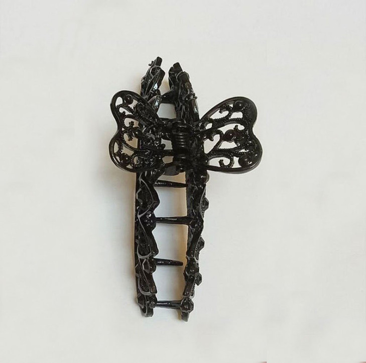 Numblartd Fashion Retro Black Metal Alloy Rhinestone Fancy Hair Claw Jaw Clips Pins Chic Vintage Hair Catch Barrette Hai