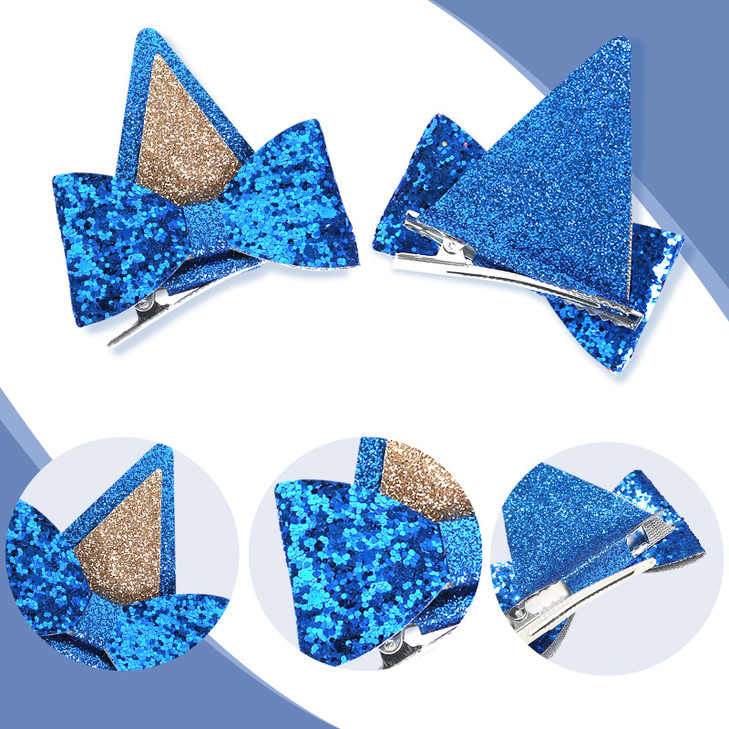 IKUHRMO Blue Ears Hair Clips 4 PCS Hair Pin Barrettes Hair Accessories for Halloween Costume Birthday Decorations Theme