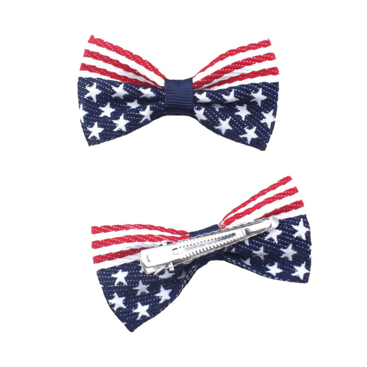 Aysekone 2 PcsPack Girls American Flag Hair Bow Hair Clips Fourth of July Hair Accessories Patriotic Hair Bows Hairgrips