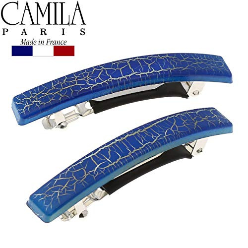 Camila Paris CP2956 French Hair Barrette Clip for Girls Set of 2 Rubberized Metal Clasp Strong Hold Grip Hair Clips for