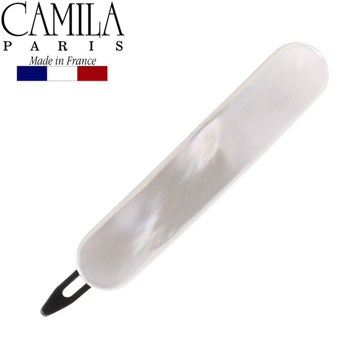 Camila Paris CP2822 French Hair Barrette Clip for Girls Handmade White MetalFree Closure Strong Hold Grip Hair Clips for