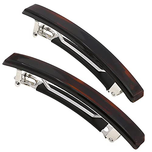 Camila Paris AD12 French Hair Barrette Clip for Girls Set of 2 Rubberized Metal Clasp Strong Hold Grip Hair Clips for Wo