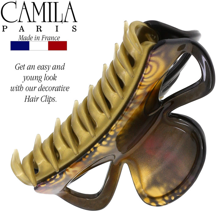 Camila Paris CP3241 French Hair Clip for Women Black and Gold Girls Hair Claw Clips Jaw Fashion Durable and Styling Hair