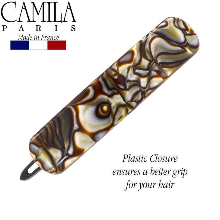 Camila Paris CP2817 French Hair Barrette Clip for Girls Handmade Onyx MetalFree Closure Strong Hold Grip Hair Clips for
