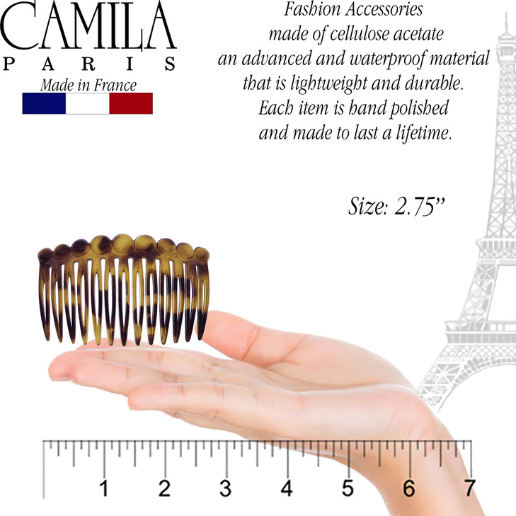 Camila Paris CP28712 French Hair Side Comb Small Rounded Tokio French Twist Hair Combs Decorative Strong Hold Hair Clips